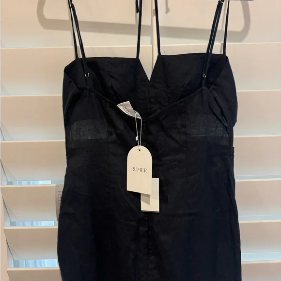 RUMER NWT Freya Black Linen Cut Out Maxi Dress M Reverie - Picture 12 of 13